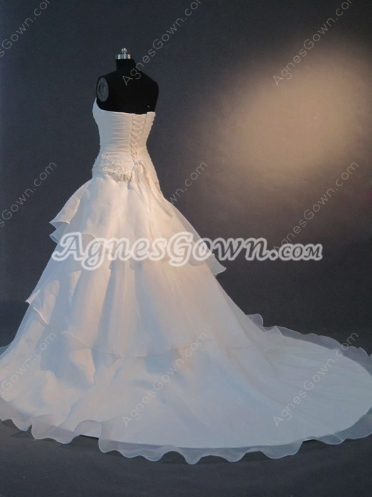 Graceful White A-line Long Simple Bridal Dresses