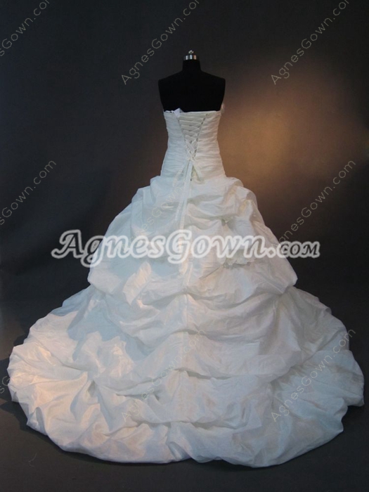 Stylish White Strapless Taffeta Wedding Dresses