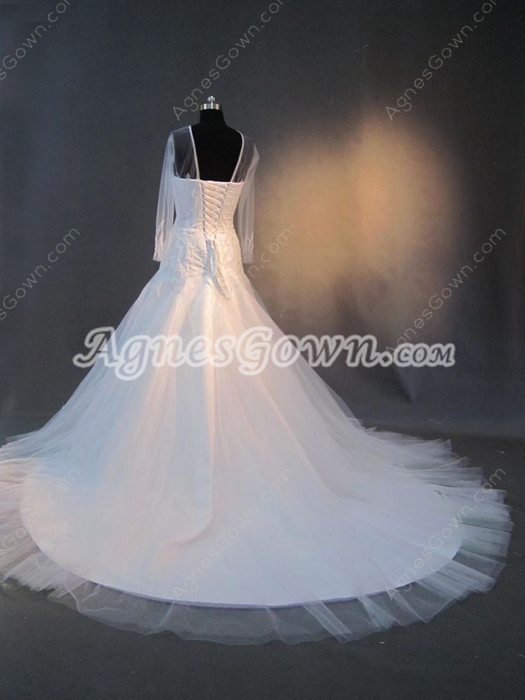 Romantic Ilussion Tulle Wedding Dresses With Long Sleeves