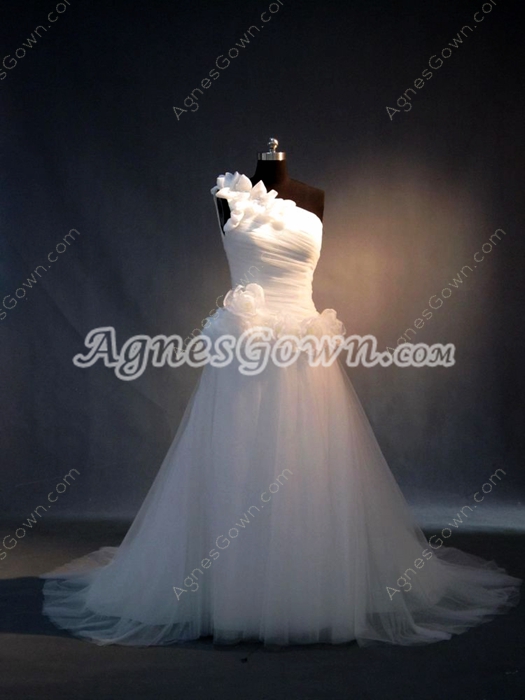 Perfect One Shoulder White Wedding Dresses With Detachable Train 