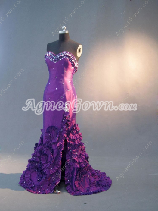 Mysterious Sweetheart Purple Sheath Wedding Guest Dresses 