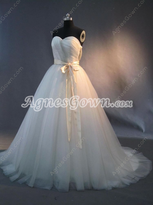 Simple Colorful Mature Wedding Dresses With Sash  