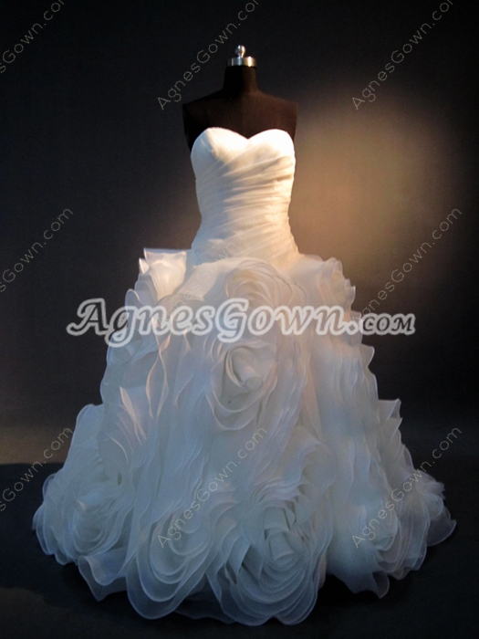 Strapless Sweetheart Princess Floral Ball Gown Wedding Dresses
