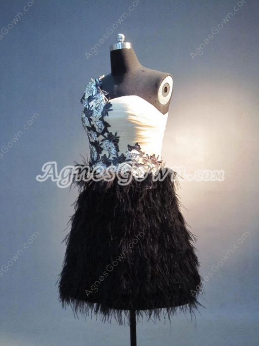 Stylish One Shoulder A-line Mini Homecoming Dresses With Feather