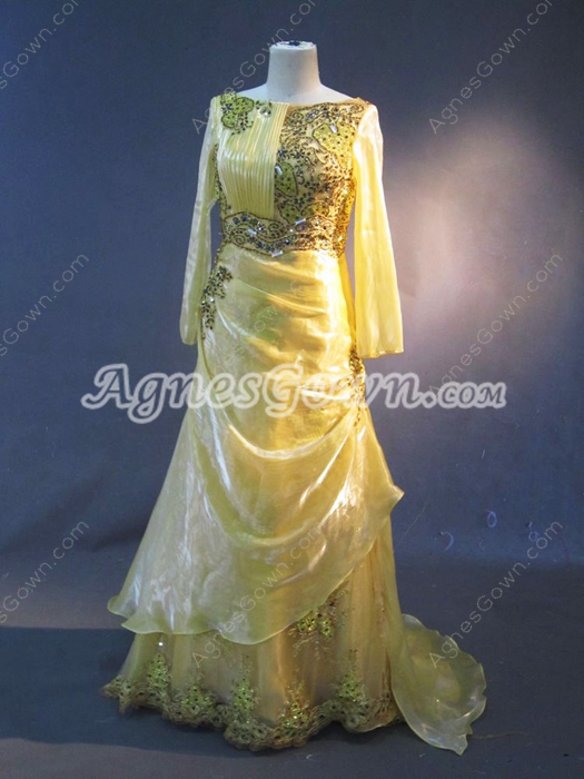 Modest Yellow Long Sleeves Mother Of The Bride Dresses 
