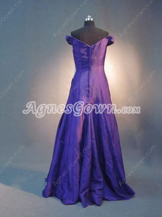 Charming Purple Off Shoulder A-line Wedding Guest Dress
