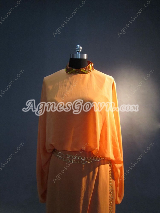 Vintage Orange Long Sleeves Evening Dress