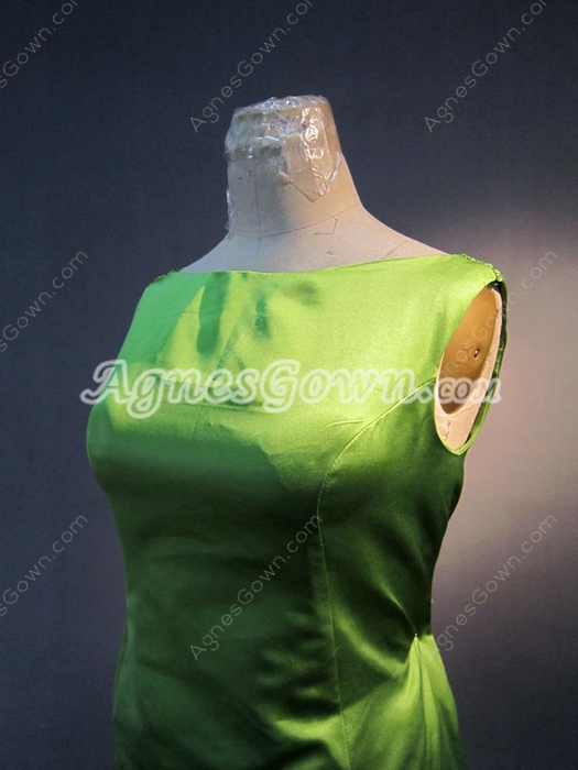 Charming Green Satin Bateau Mother of the Bride Plus Size Dresses