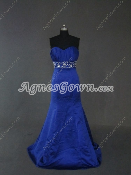 Elegant Royal Blue Trumpet Embroidery Party Dresses