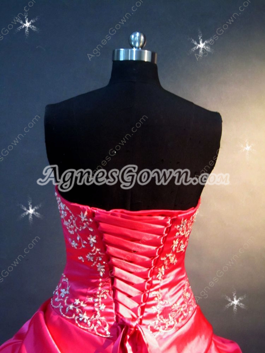 Dramatic Fuchsia Embroidery Quinceanera Dress