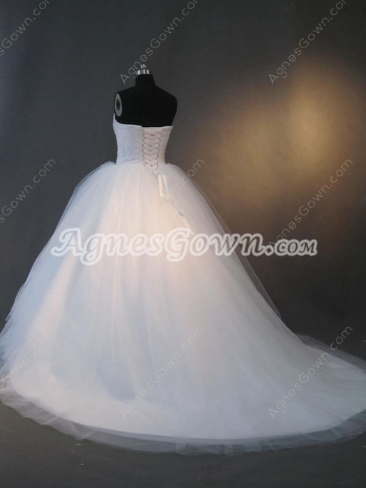 Chic White Strapless Ball Gown Wedding Dress