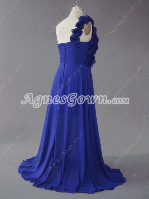 Best Royal Blue One Shoulder Plus Size Evening Dresses