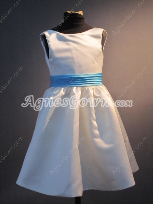 Simple Cute Flower Girl Dress with Blus Sash