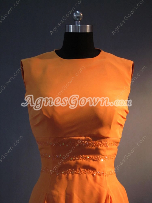 Simple Orange Chiffon Jewel Homecoming Dresses under 100
