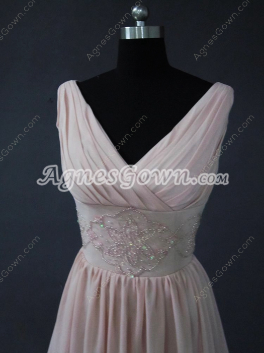 Affordable V-Neckline Pink Bridesmaid Dresses