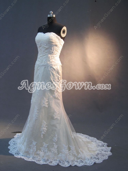 Beautiful Sweetheart Sheath Lace Wedding Gowns Lace Up Back 