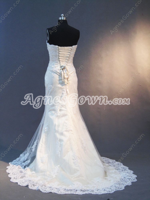 Beautiful Sweetheart Sheath Lace Wedding Gowns Lace Up Back 
