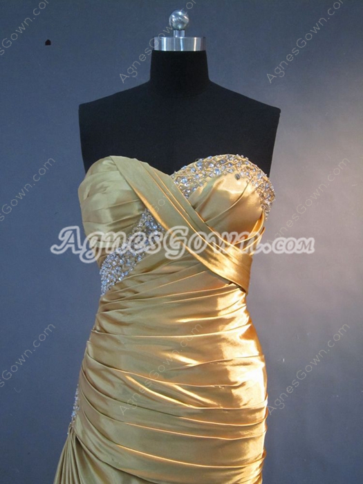 Stylish Gold Evening Dresses With Sweetheart 