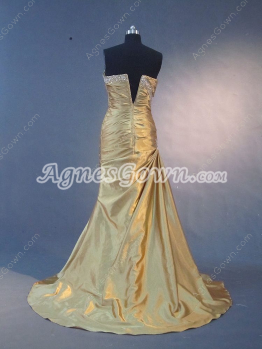 Stylish Gold Evening Dresses With Sweetheart 