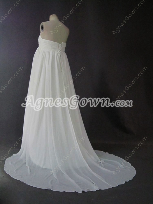 Simple Ivory Chiffon Strapless Empire Maternity Wedding Dresses
