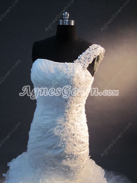 Desirable One Shoulder Spanish Style Lace Wedding Dresses
