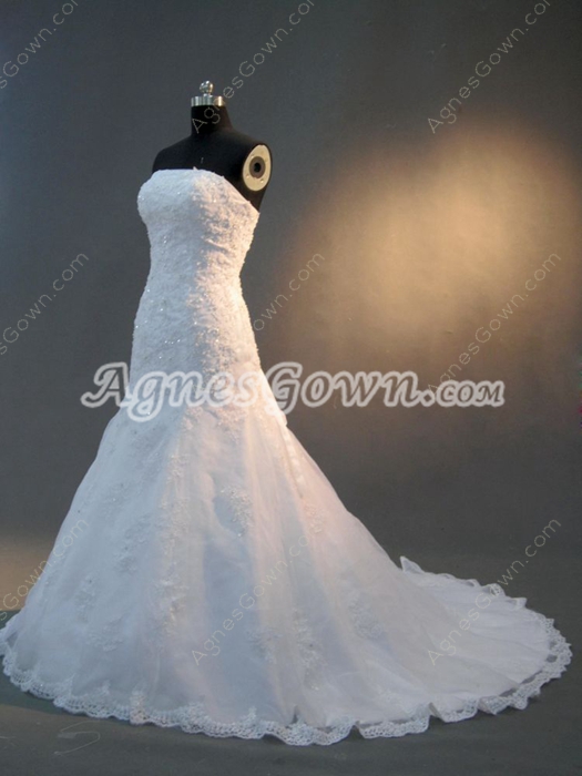 Fantastic Strapless Trumpet Lace Wedding Dresses