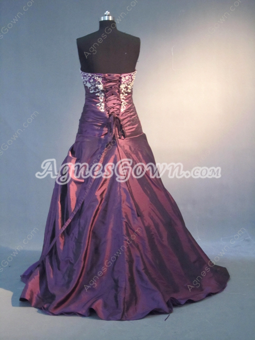 Fantastic Dark Purple Taffeta Sweetheart Wedding Guest Dress