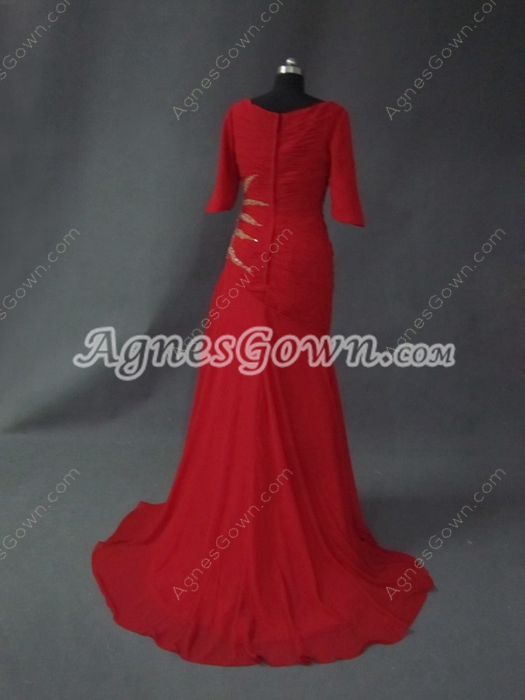 Modest Red Mother Of The Bride Dresses With Sequins 