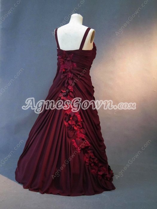 Petite Burgundy Full Length Mother Of The Bride Dresses With Covered Shawl 
