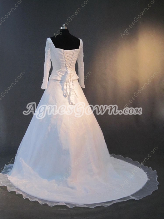 Vintage Square Long Sleeves Wedding Dresses