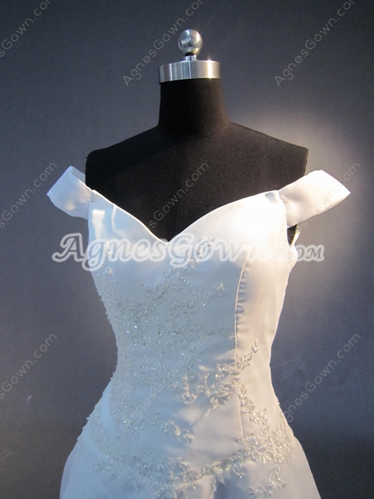 Modest Off Shoulder Western Wedding Dress