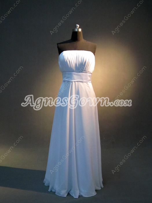 Simple Strapless Chiffon Plus Size Bridesmaid Dresses