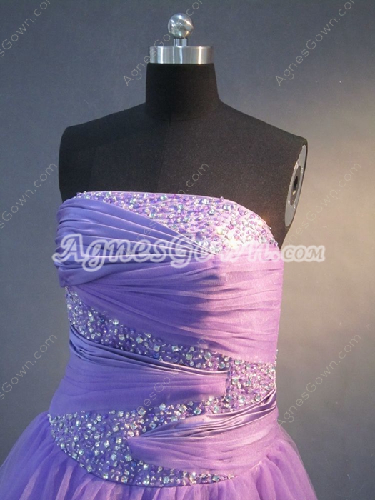 Cheap Lavender Puffy Quinceaneara Dresses With Pleated Bodice 