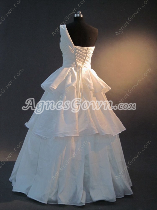 Simple White One Shoulder Long Sweet 16 Ball Gown