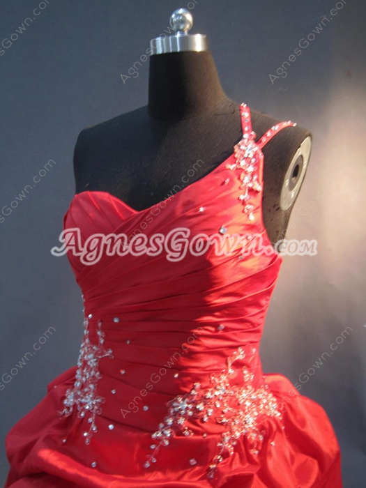 Unique One Shoulder Puffy High Low Sweet 16 Dresses