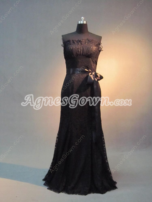 Elegant Strapless Black Lace Mother of Bride Dress