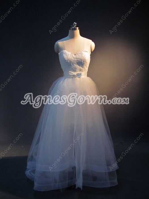 Special Mini Lace Wedding Dress with Detachable Skirt
