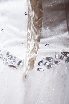 Basque Waistline Ball Gown Wedding Dress With Diamonds 