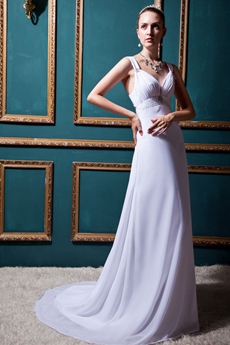 Noble Straps A-line White Chiffon Beach Wedding Dress 