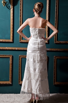 Column Ankle Length Western Cowboy Lace Wedding Dress 