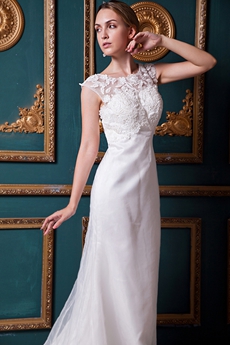 Illusion Neckline A-line Wedding Dress 