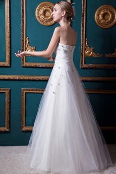 Strapless Ivory Tulle Jeweled Wedding Dress 