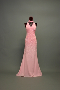 Luxurious Pink V-Neckline A-line Wedding Guest Dresses With Heavy Beads 