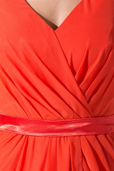 Half Sleeves Column Full Length Orange Mother Of The Bride Dress 