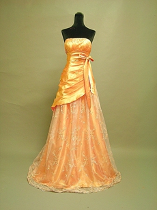 Charming Orange Long Prom Dresses With Sash 