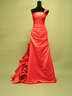 Graceful One Shoulder A-line Red Celebrity Dresses With Ruffles 