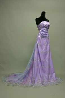 Vintag Lavender Strapless Lace Celebrity Dresses