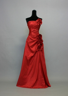Dramatic Dark Red A-line Prom Dresses With Handmade Flowers 