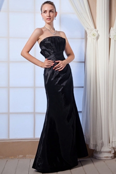 Affordable A-line Black Satin Prom Dress Front Slit 