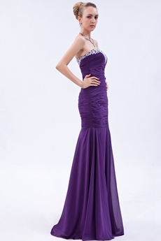 Graceful Sweetheart Mermaid Purple Prom Party Dress With Beads 